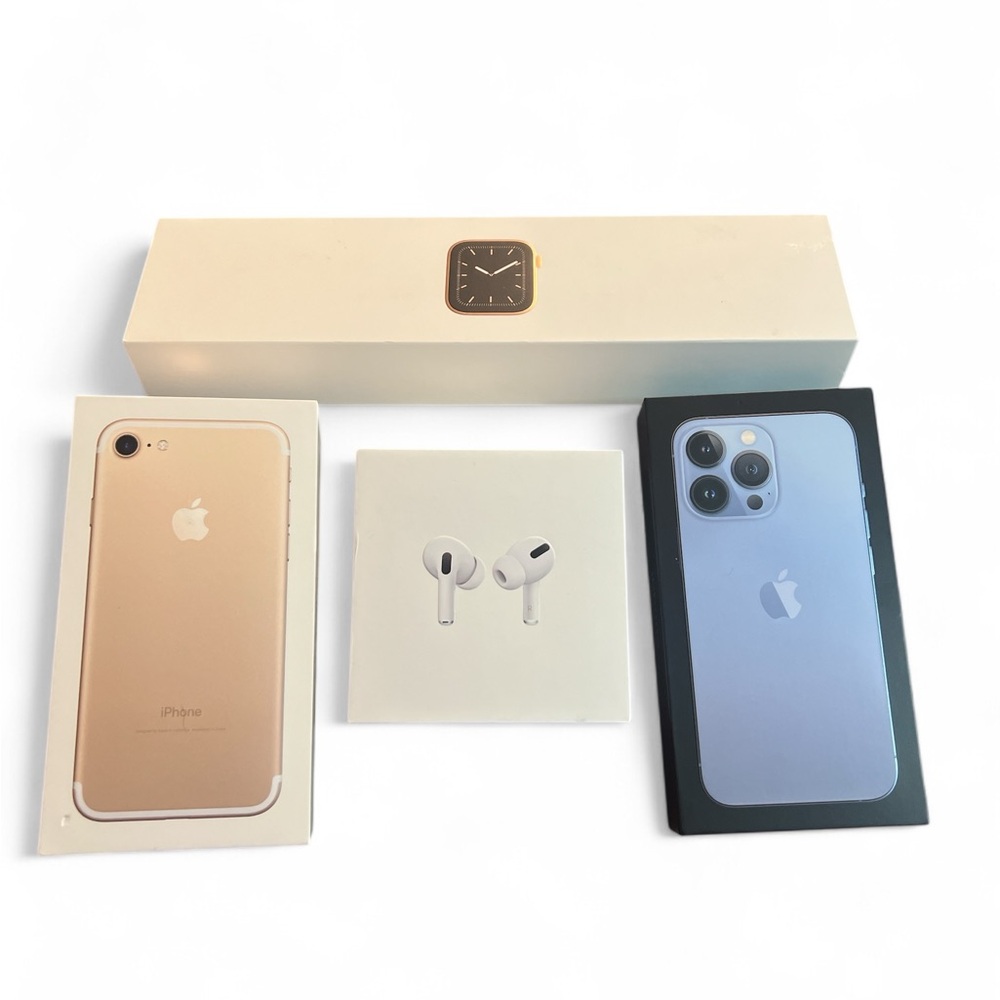 Set of 4 Apple Product BOXES ONLY iPhone 7 iPhone‎ 13 Pro Airpod Pro Apple Watch